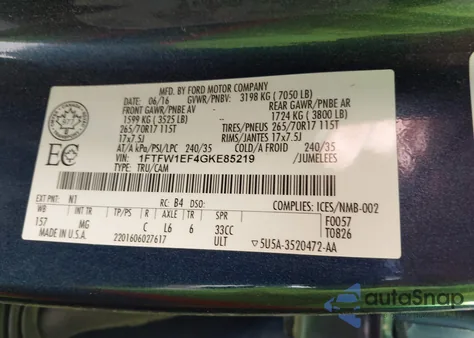 2016 Ford F-150 Xlt from USA, damaged, VIN 1FTFW1EF4GKE85219